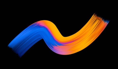 abstract orange blue brush stroke, paint splash, 3d creative smear, dynamic splatter, colorful curl, artistic ribbon, isolated on black background - fashion photos et images de collection