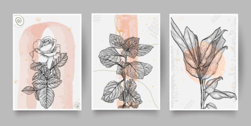 abstract poster collection. set of contemporary art print templates. set of creative hand painted illustration for wall decoration, postcard or brochure design. vector art and watercolor. - fashion stock illustrations