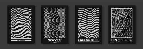 abstract wave line in black and white design. pattern with optical illusion. can be use for brochures, flyers, magazine, business card, branding, banners, headers, book covers, notebooks, t-shirts and hoodies background vec