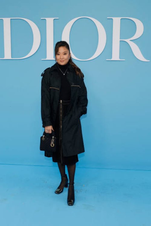 Actress and singer Ashley Park poses upon arrival ahead of Christian Dior Women Ready-to-wear Spring-Summer 2025 show as part of the Paris Fashion...