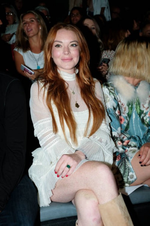 Actress Lindsay Lohan takes to the catwalk with a creation for Spring-Summer 2018 Collection of TERESA HELBIG o during of the Madrid Fashion Week, in...