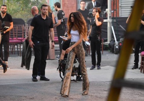 Actress Zendaya arrives for the Tommy Hilfiger TommyNow fall runway show at the Apollo Theater on September 8, 2019 in New York City.
