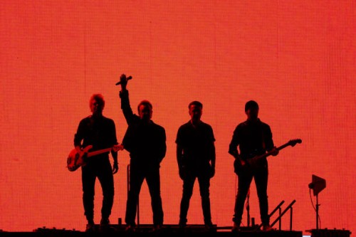 Adam Clayton, Bono, Larry Mullen Jr. And The Edge of U2 perform at Saitama Super Arena on December 04, 2019 in Saitama, Japan.