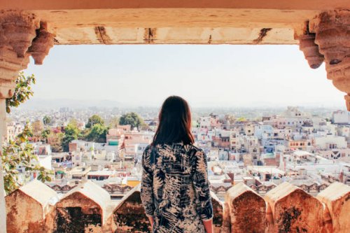 admiring the city of udaipur - travel stock pictures, royalty-free photos & images