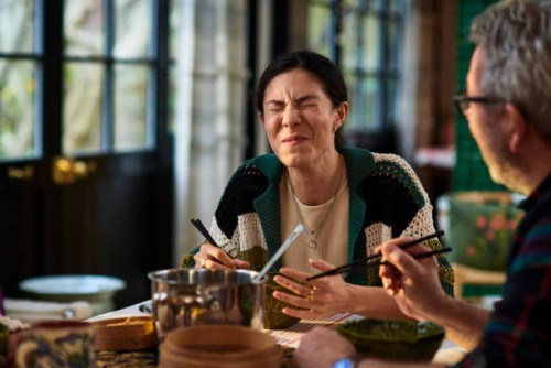 adopted daughter sharing meal with father - food stock pictures, royalty-free photos & images