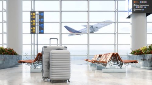 airport waiting area with luggages, empty seats and blurred background - travel stock pictures, royalty-free photos & images