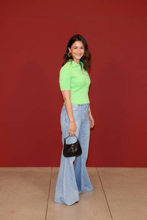 Alia Bhatt is seen at Gucci Ancora during Milan Fashion week on September 22, 2023 in Milan, Italy.