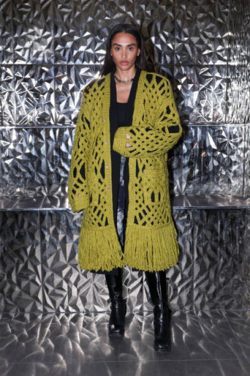 Alizée Priso attends the Taakk Menswear Fall-Winter 2025/2026 show as part of Paris Fashion Week at Le Bridge on January 26, 2025 in Paris, France.