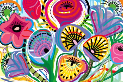 all over blooming flowers bouquet in vivid color illustration - fashion stock pictures, royalty-free photos & images