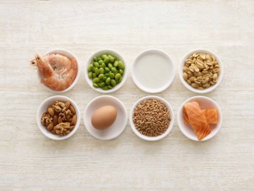 allergenic foods in bowls - food stock pictures, royalty-free photos & images
