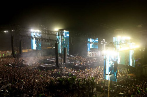 American singer Madonna performs on stage during a massive free show to close "The Celebration Tour" at Copacabana Beach on May 04, 2024 in Rio de...