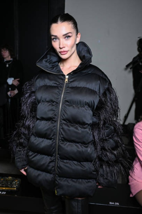 Amy Jackson attends the Elie Saab Womenswear Fall/Winter 2024-2025 show as part of Paris Fashion Week on March 02, 2024 in Paris, France.