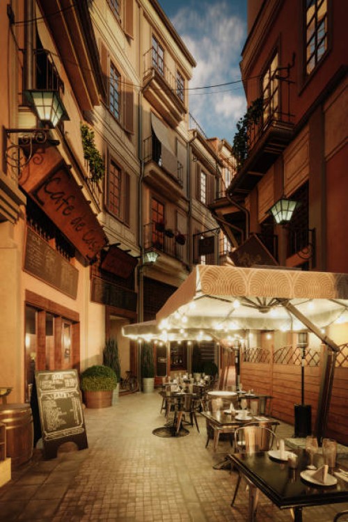 an old street (soirée) - garden decoration photos et images de collection