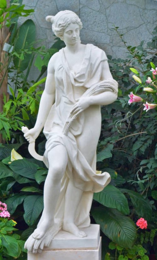 ancient statue in the garden - garden decoration stock pictures, royalty-free photos & images