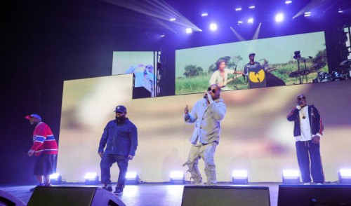And Cappadonna, Raekwon, U-God and Inspectah Deck of Wu-Tang Clan perform during a stop of the N.Y. State of Mind tour at MGM Grand Garden Arena on...