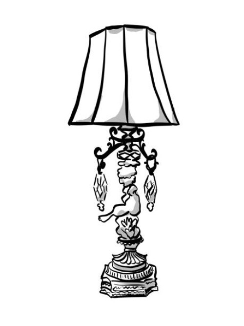 antique table lamp - home decoration stock illustrations