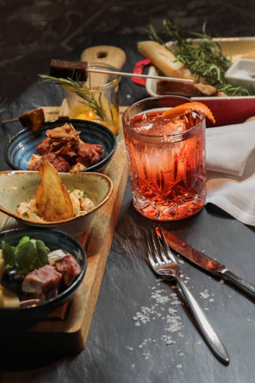 appetizer selection with cocktail - food stock pictures, royalty-free photos & images