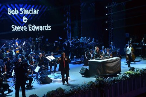Artists Bob Sinclar and Steve Edwards perform during the annual Vatican's Christmas concert on December 13, 2014 at the Vatican's Conciliation...