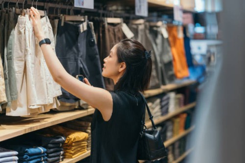 asian gen-z shopping moment choosing cloths and fashion costume new style in department store bangkok thailand - fashion stock pictures, royalty-free photos & images