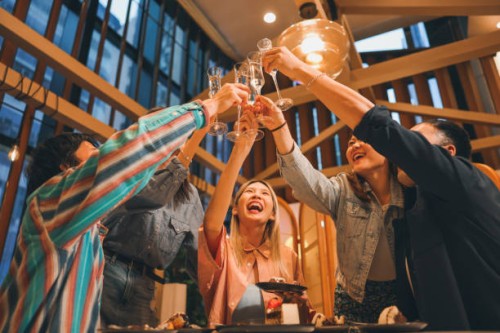 asian group of business poeple celebratory toast - food stock pictures, royalty-free photos & images