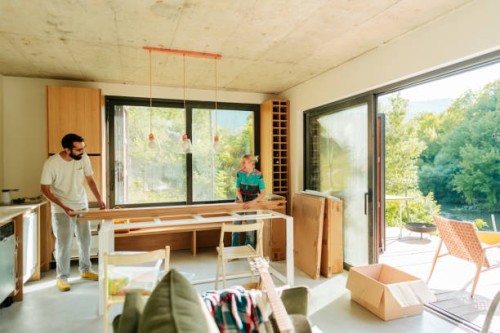 assembling our dining table - home decoration stock pictures, royalty-free photos & images