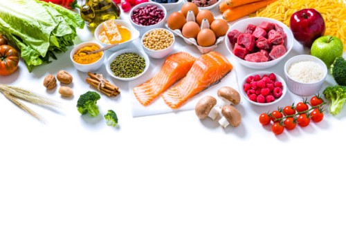 assortment of various kinds of food types on withe background - food stock pictures, royalty-free photos & images