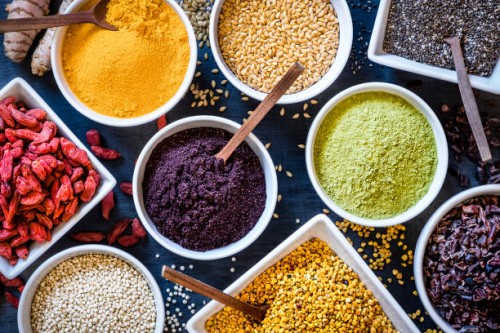 assortment of various types of superfoods - food stock pictures, royalty-free photos & images