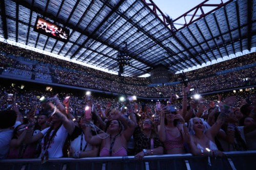 Atmosphere during "Taylor Swift | The Eras Tour" at San Siro on July 13, 2024 in Milan, Italy.