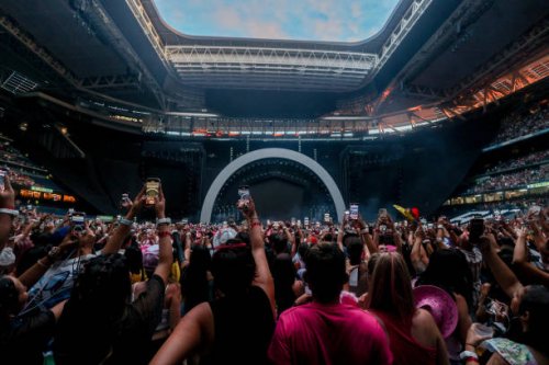 Atmosphere prior to Karol G's concert at the Santiago Bernabeu, on 20 July, 2024 in Madrid, Spain. Karol G arrives in Spain for four consecutive...