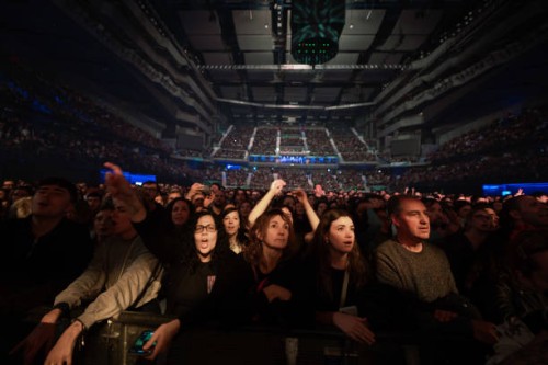 Audience during a performance by the Spanish band Vetusta Morla at WiZink Center on November 30, 2023 in Madrid, Spain.