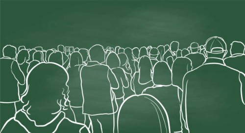 audience rear view crowd chablkboard - concert stock illustrations