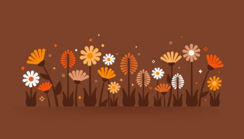 autumn fall flowers modern background - garden decoration stock illustrations