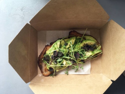 avocado toast in to-go box - junk food stock pictures, royalty-free photos & images