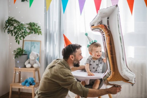 baby's first birthday at home - home decoration stock pictures, royalty-free photos & images