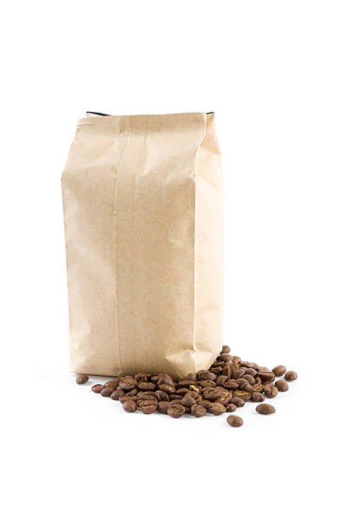 bag with coffee beans isolated on white - coffee stock pictures, royalty-free photos & images