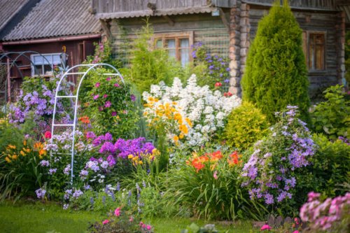 beautiful ornamental garden (house) - garden decoration stock pictures, royalty-free photos & images