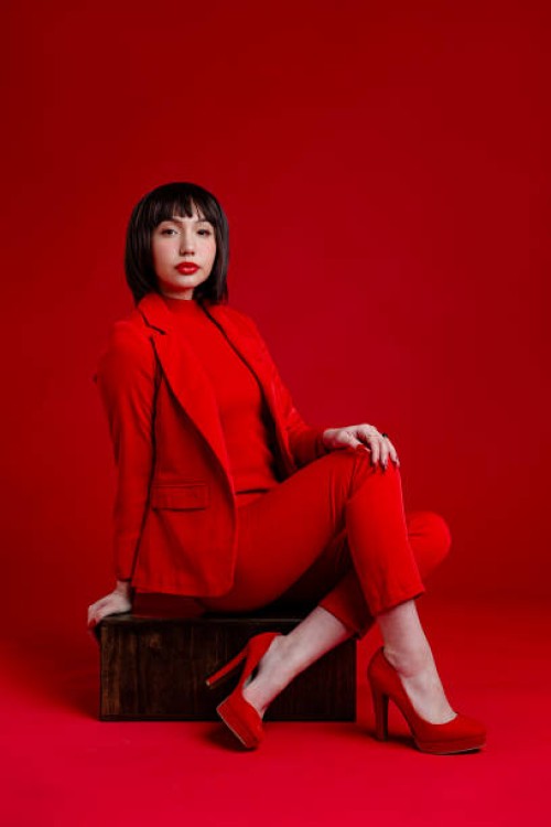 beautiful woman in red - fashion stock pictures, royalty-free photos & images