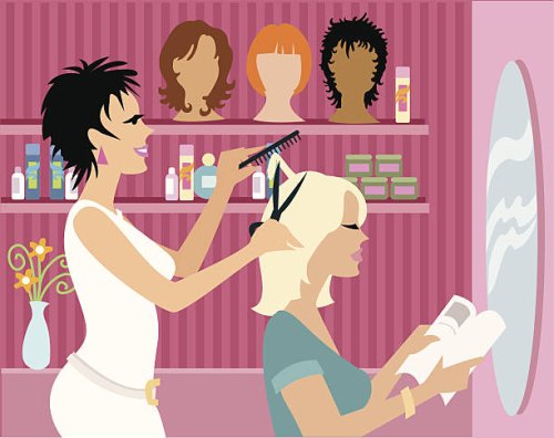 beauty salon - hairstyle stock illustrations