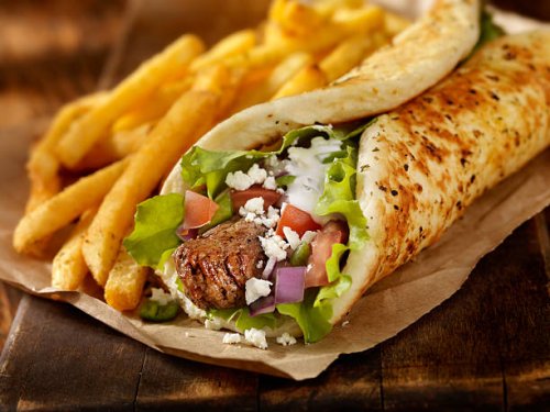 beef souvlaki wrap - junk food stock pictures, royalty-free photos & images