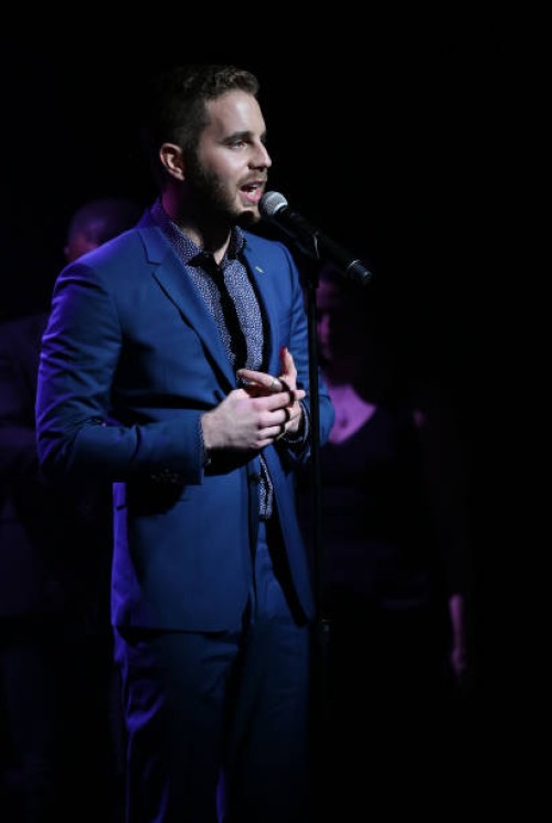 Ben Platt performing at the Dramatists Guild Foundation toast to Stephen Schwartz with a 70th Birthday Celebration Concert at The Hudson Theatre on...