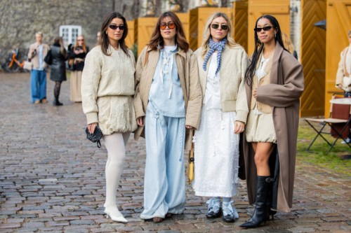 Benthe Liem, Michelle Elie, Elise Bak & Amaka Hamelijnck outside Munthe during the Copenhagen Fashion Week Autumn/Winter 2025 on January 30, 2025 in...