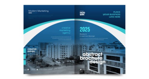 bi fold brochure template design made with geometric shapes - fashion stock illustrations