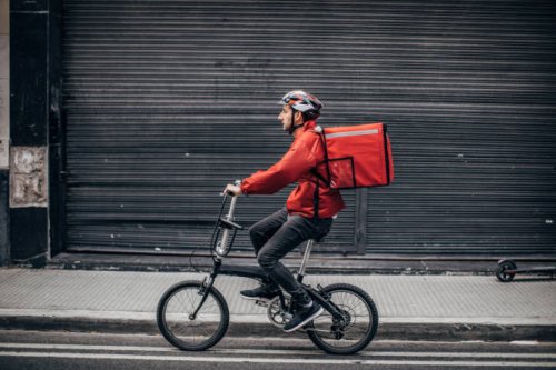bicycle delivery - food stock pictures, royalty-free photos & images