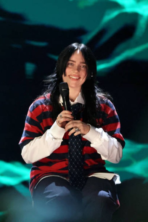 Billie Eilish performs onstage during the FIREAID Benefit Concert for California Fire Relief at Intuit Dome on January 30, 2025 in Inglewood,...