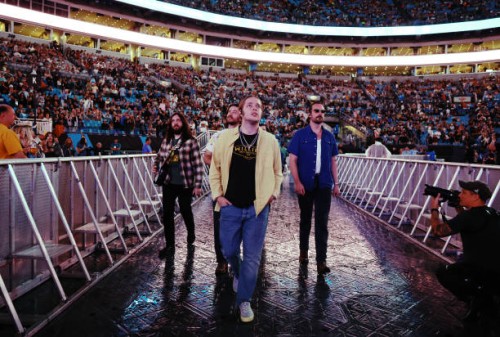 Billy Strings walks to the stage at the Concert For Carolina Benefit Concert at Bank of America Stadium on October 26, 2024 in Charlotte, North...