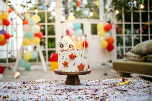 birthday cake - garden decoration stock pictures, royalty-free photos & images