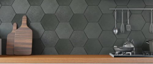 black kitchen design with counter and empty wall - food stock pictures, royalty-free photos & images