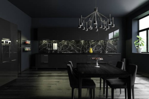 black modern kitchen interior - fashion stock pictures, royalty-free photos & images