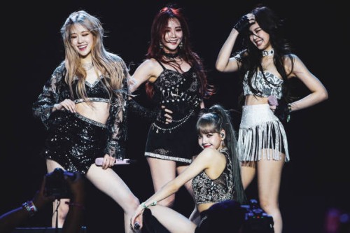 Blackpink perform at Sahara Tent during the 2019 Coachella Valley Music And Arts Festival on April 19, 2019 in Indio, California.