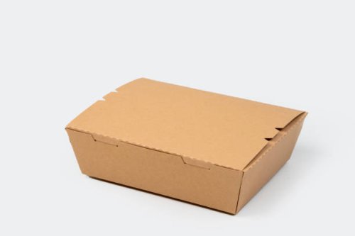 blank craft burger box mockup, isolated, side view - junk food stock pictures, royalty-free photos & images